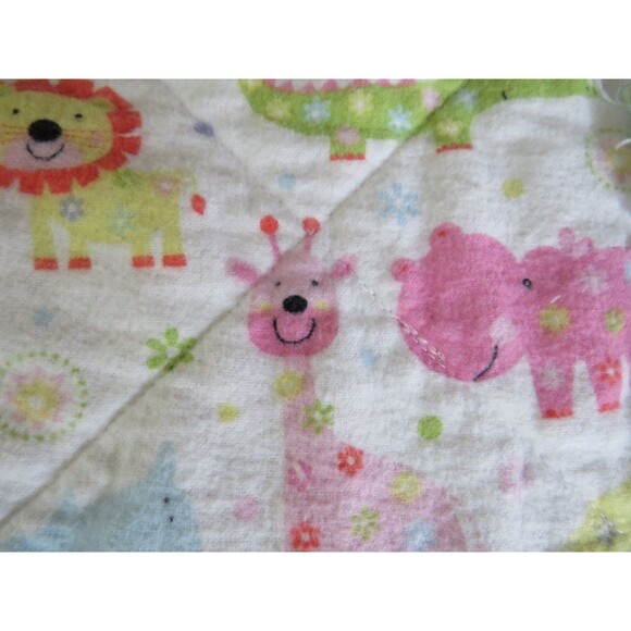 Flannel Rag Quilt With Batting 43 x 43, Jungle Animals Baby Shower Gift - Picture 4 of 12